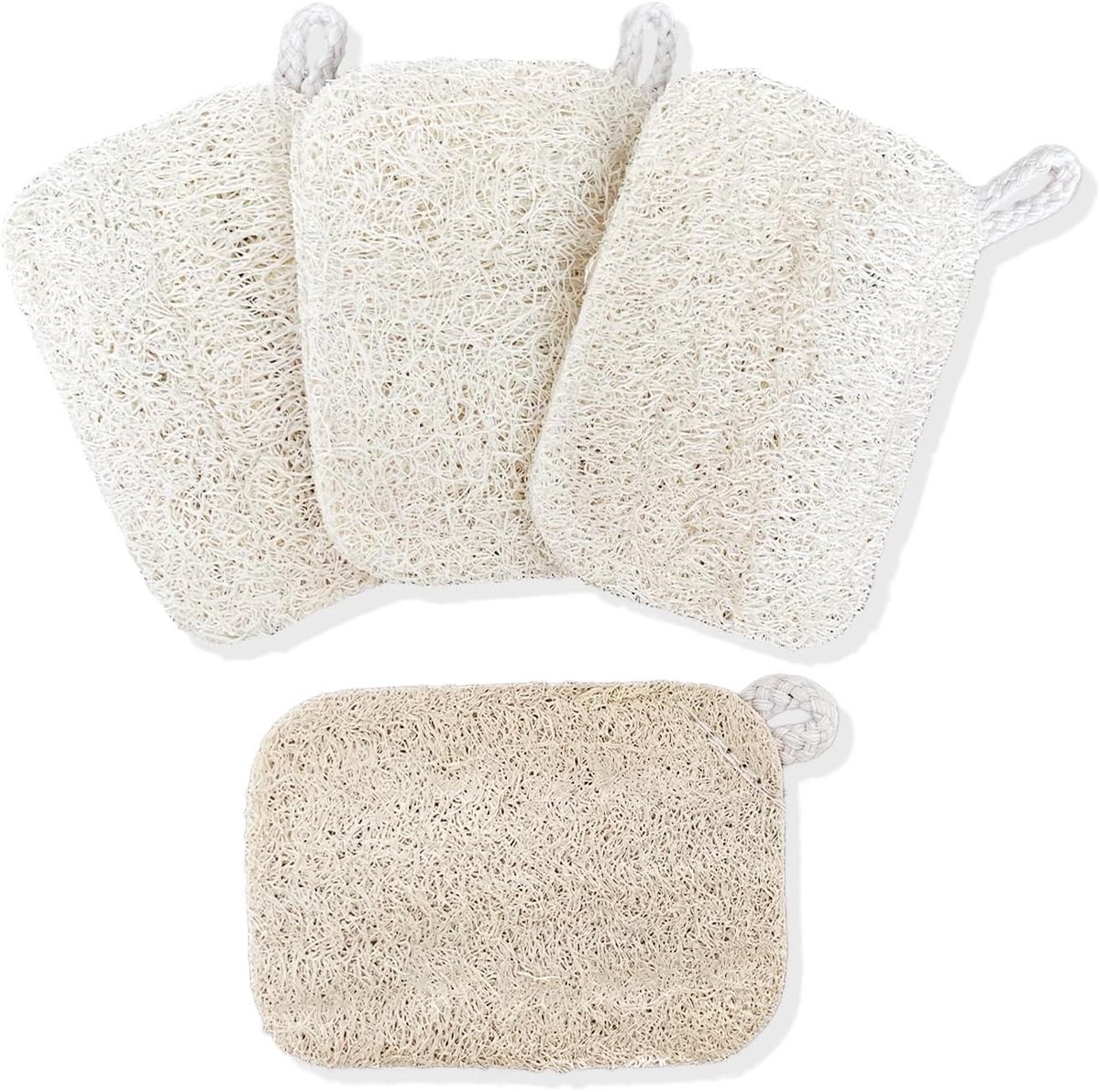 Natuurlijke Keukensponsjes - Set van 4 Stuks, Groene Spons voor Afwassen, Schoonmaken van Plateaus en Oppervlakken, Ideaal voor Keuken en Badkamer