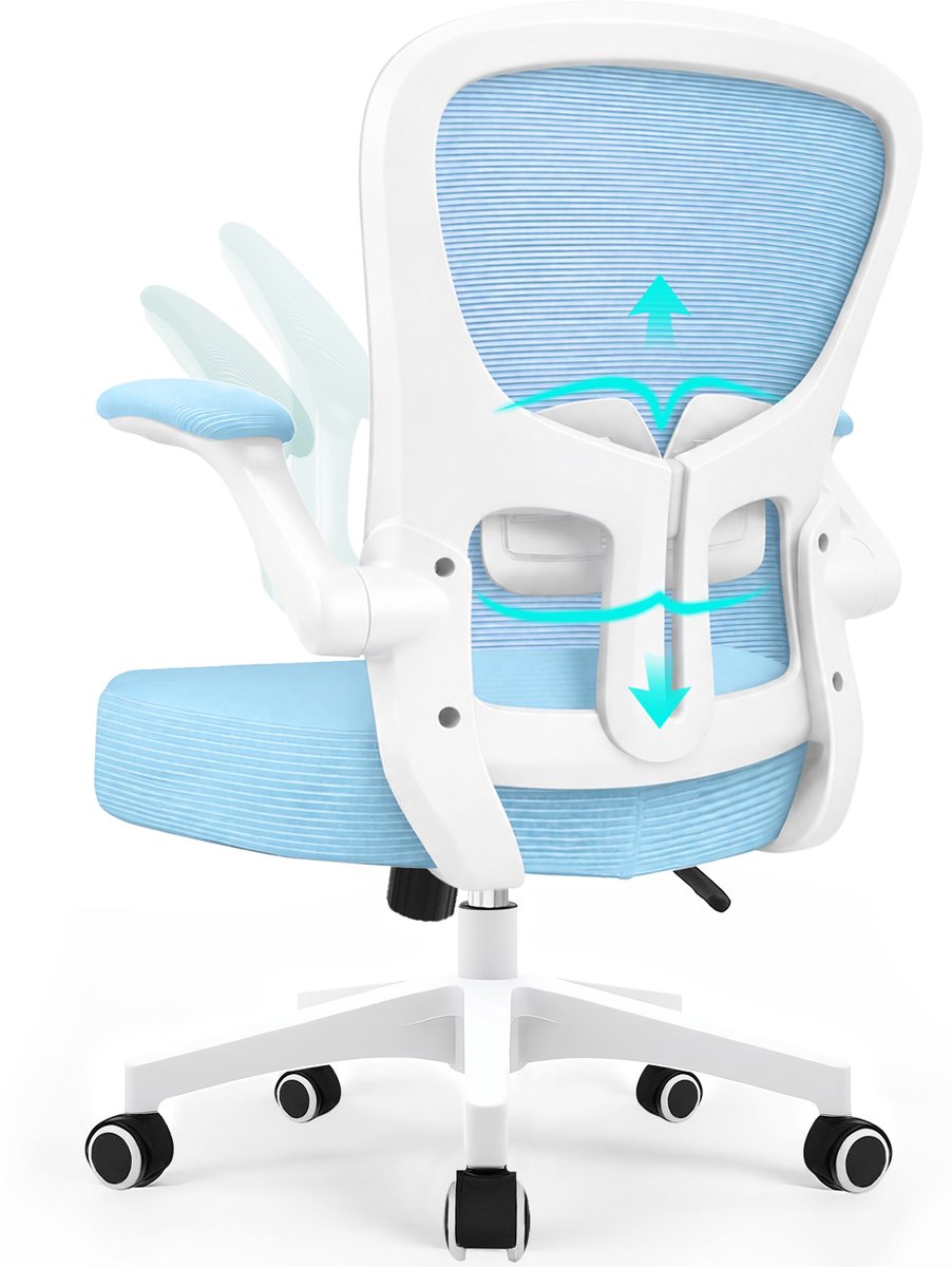 Durrafy Ergonomische Bureaustoel met Lendensteun - Blauw