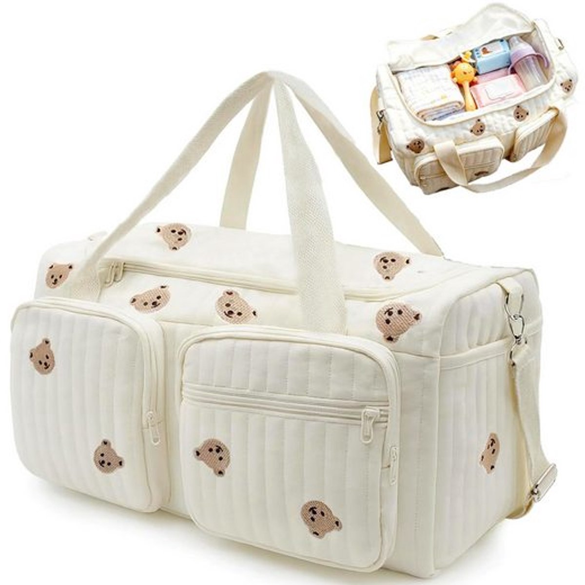 Claoner Reistas lichte grote capaciteit - Hand- en schoudertas - 45x22x26cm - Moeder-baby tas - Casual - Wit