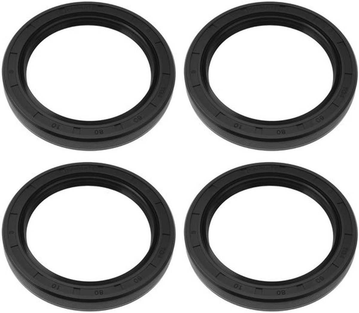Afdichtingen Set van 4 - Nitril Dubbele Lip - 60 x 80 x 10 mm - Geschikt voor Industriële Apparatuur - Optimale Bescherming - Veelzijdig Inzetbaar - Oliekeerring