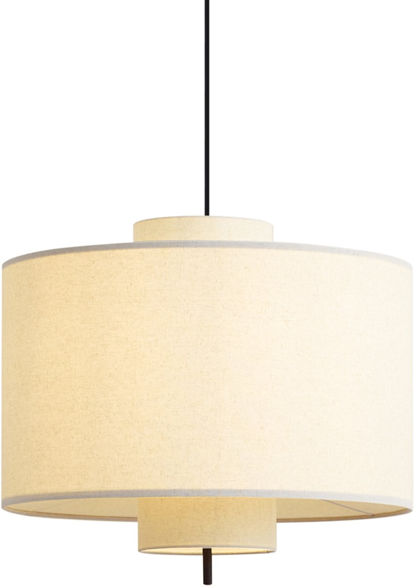 Qazqa japandi hanglamp - Rieu - zwart, rond, 50cm, ideaal als woonkamer lamp