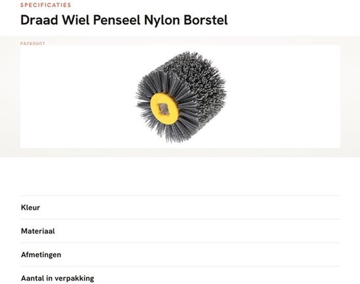 Draad Wiel Penseel - Nylon Borstel - Ontroesten en Polijsten - Grit #240 - Dikte 100 mm - Geschikt voor Diverse Toepassingen