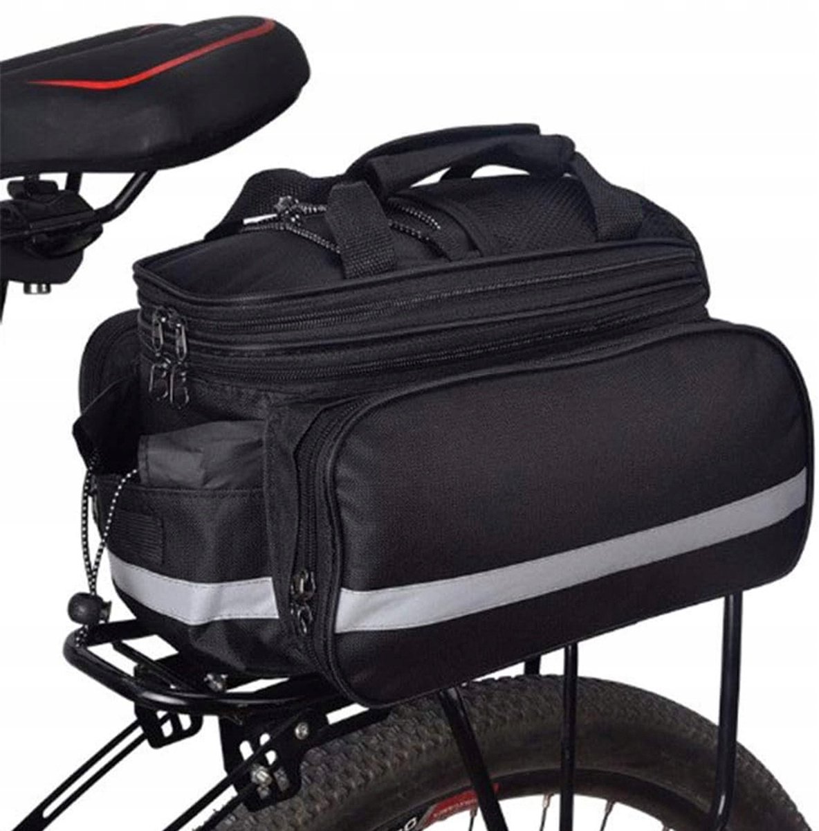 Fietstas 27 Liter - Fietstassen - Zadeltas Fiets - Waterdicht & Stofdicht - Meerdere Opbergvakken - Reflecterende Strips & Regenhoes - Snelle Bevestiging - Verstelbare Schouderriem - Voor Mountainbike & Kamperen & Wandelen
