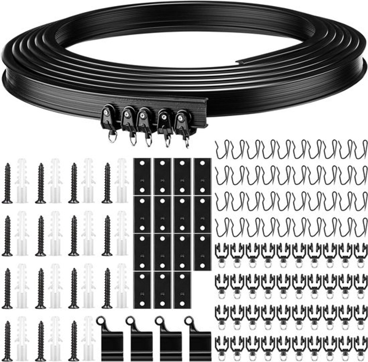 Flexibele Buigbare Plafondgordijnrail voor Raam en Douche - Ideaal voor Kamperen, Slaapkamers en Ruimtescheiding (Zwart, 5m)