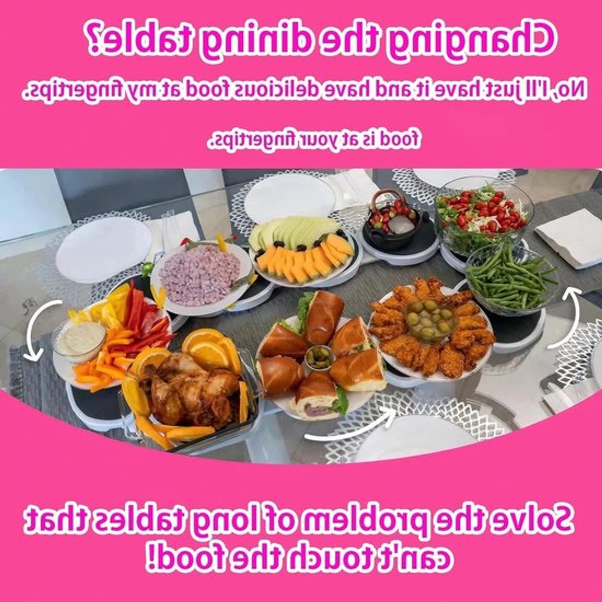 Draaitafel voor Eten, Uitbreidbare Draaiplateau voor Rectangulaire Tafel, Ideaal voor Feestjes en Picknicks met Organisator voor Gerechten