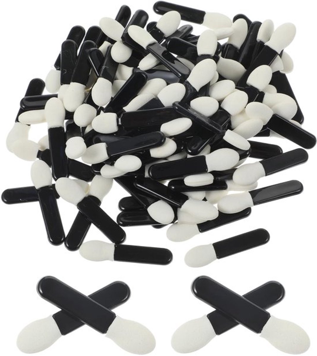 Oogschaduwkwast Set van 100 Stuks - Wegwerp Applicator - Mini Oogschaduwborstel - Nauwkeurige Sponskop - Zacht Latex Katoen - Hygiënisch Gebruik - Make-up Applicator