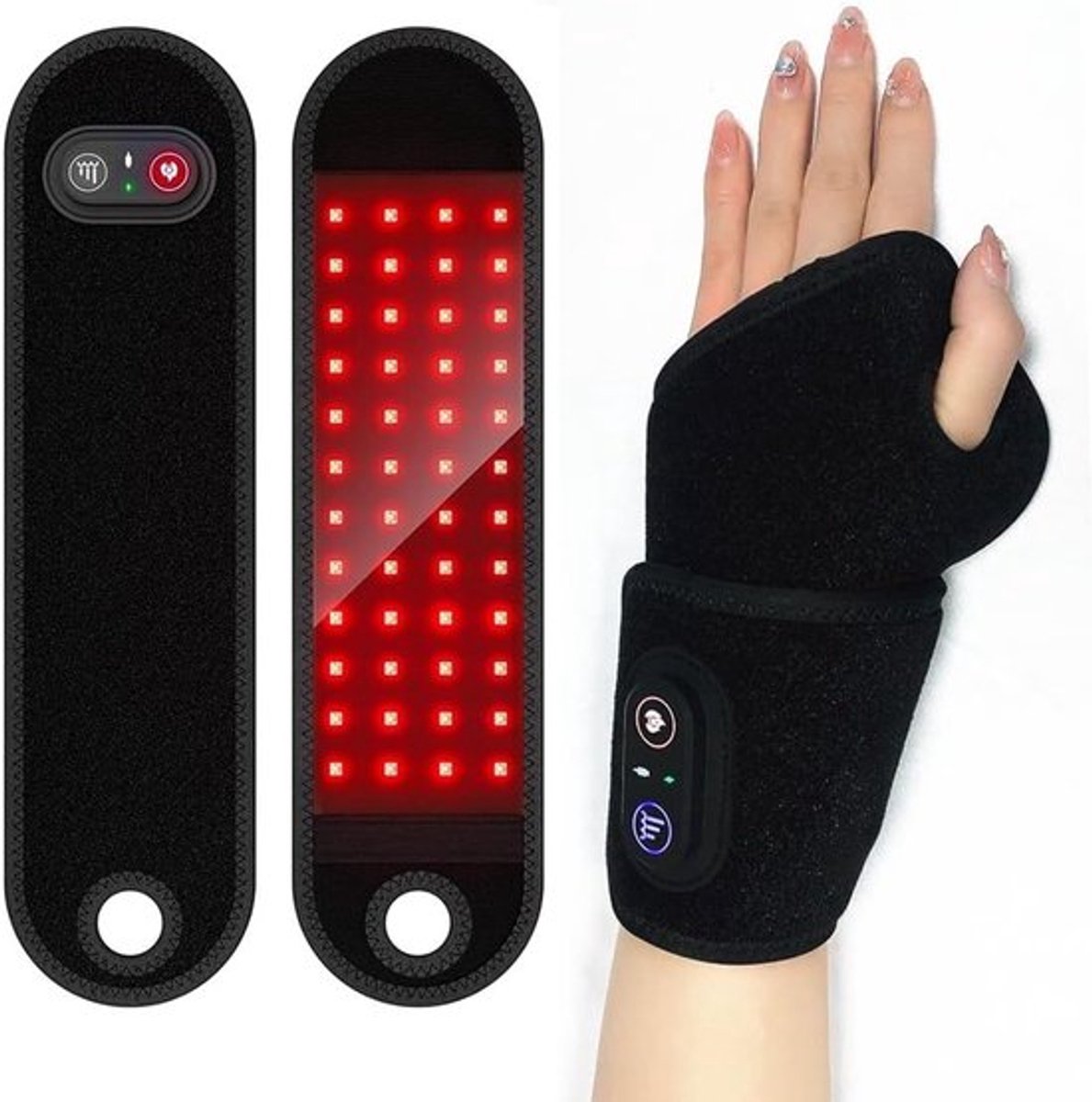 Handmassager met Rode Warmtelamp, 3-in-1 USB Therapie voor Gewrichten, LED Infraroodlamp en Roodlichttherapie met 3 Massagemodi voor Ontspanning en Pijnverlichting
