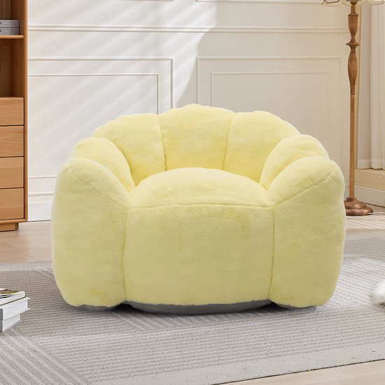 HAUSS SPOLE Fauteuil - Lotusvormig Compact Design - Zachte Velvet Bekleding - Voor Woonkamer En Slaapkamer - Geel van HAUSS SPOLE — afbeelding 2