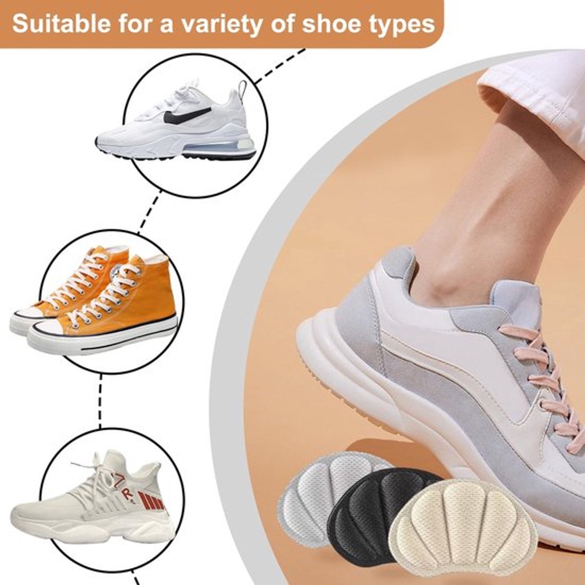 Hielkussens 12 Paar - Zelfklevende Hielbeschermers - Antislip Hielkussens - Hielbeschermers voor Te Grote Schoenen - Comfortabel en Ademend - Zacht op de Huid