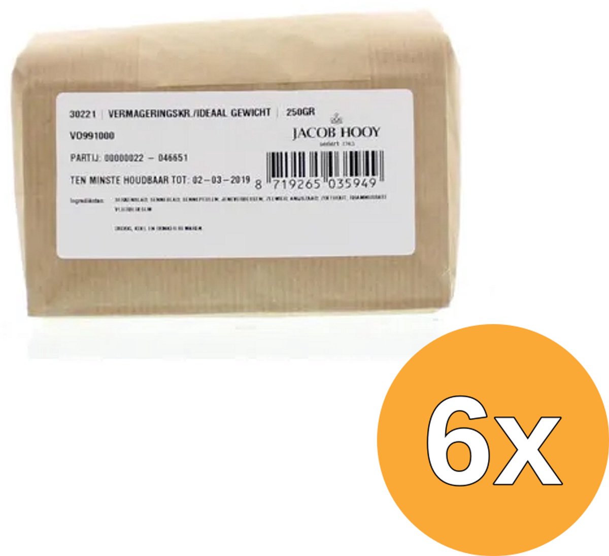 6x Jacob Hooy Ideaalgewicht/vermageringskruiden (250 gr)
