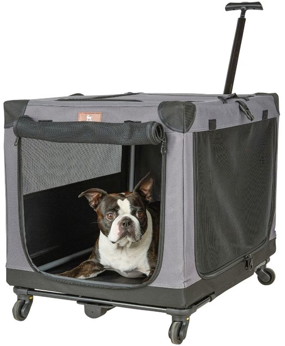 Knuffelwuff opvouwbare hondentrolley Aberdeen – rolbare hondenwagen met handgreep en afneembaar onderstel S 46 x 64 x 54 cm