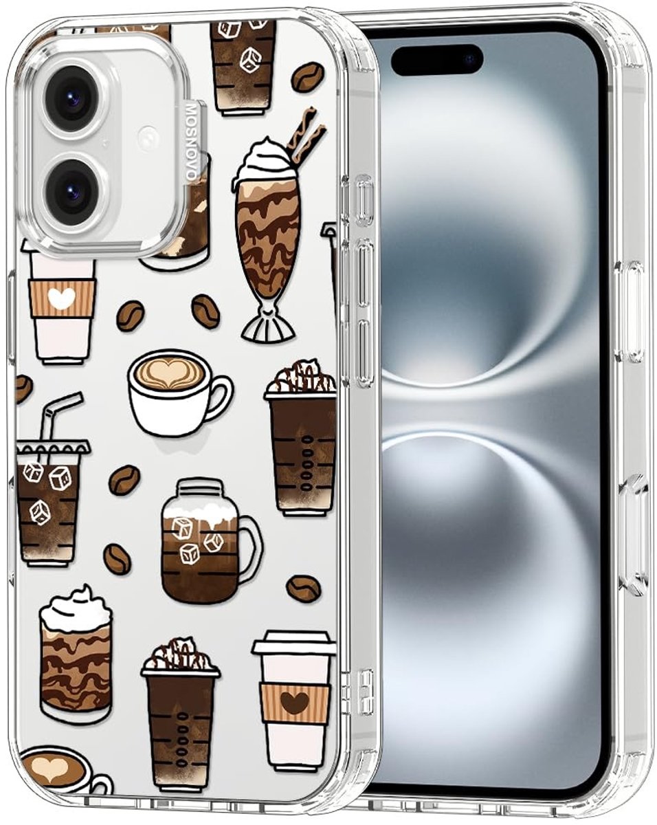 Solidchoice - Transparante Case voor MOSNOVO Plus met Schokbescherming en Koffieprint