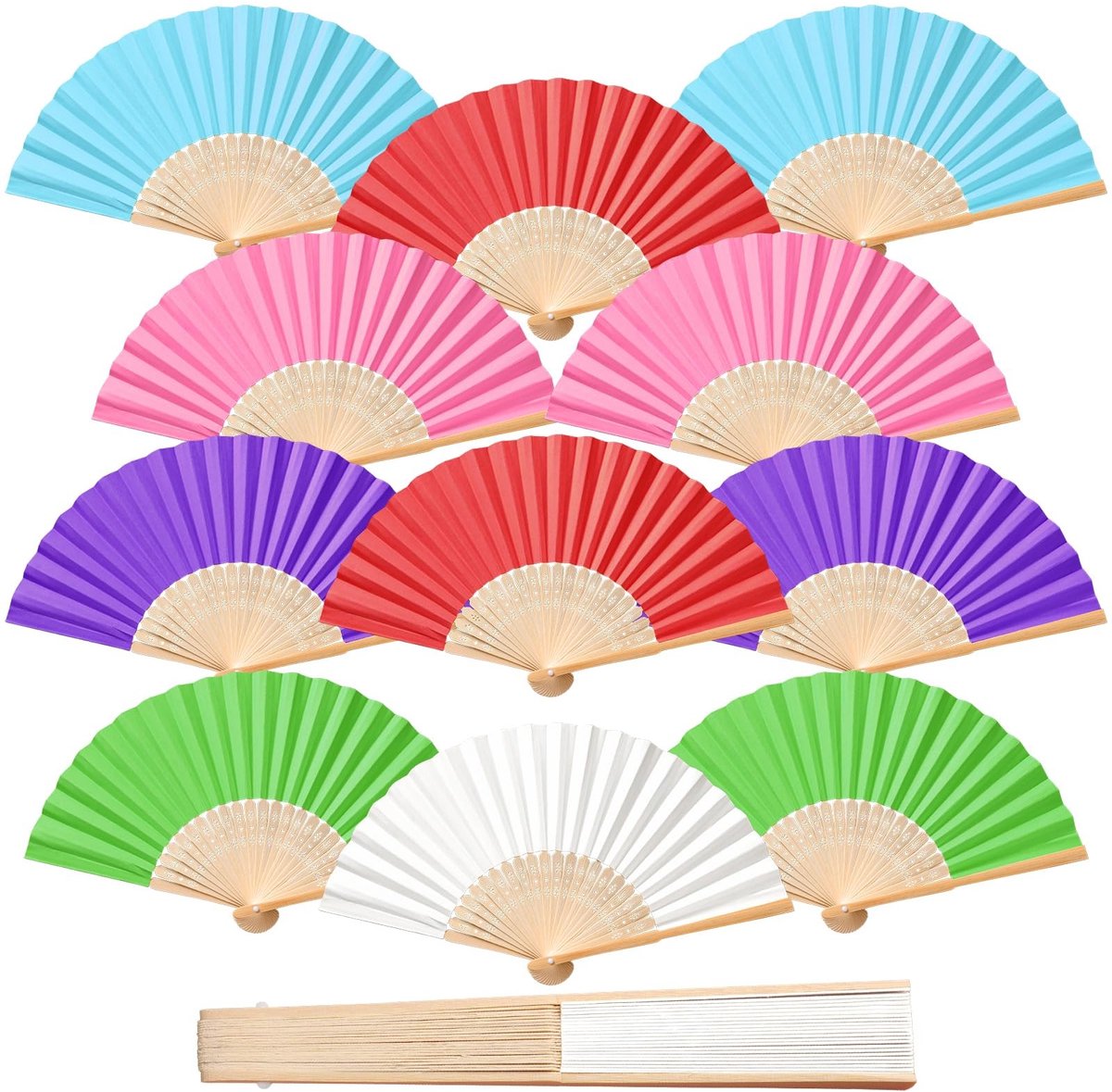 Solidchoice - Set van 12 Vouwfans voor Bruiloften en Decoratie