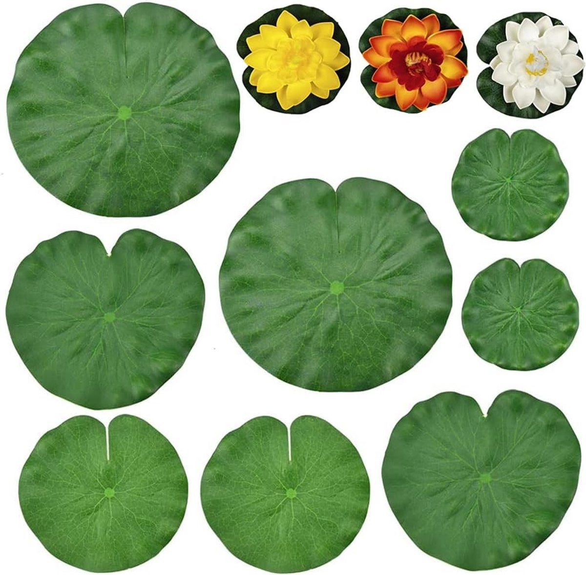 15 Stuks Drijvende Lotusbloemen en Bladeren voor Vijverdecoratie, Kunstmatige Waterlelies en Lotusbladeren