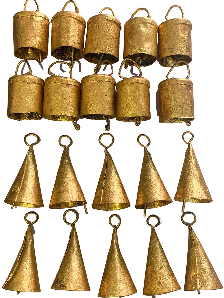 Solidchoice - Set van 20 Rustieke Tin Klokken voor Kerstdecoratie