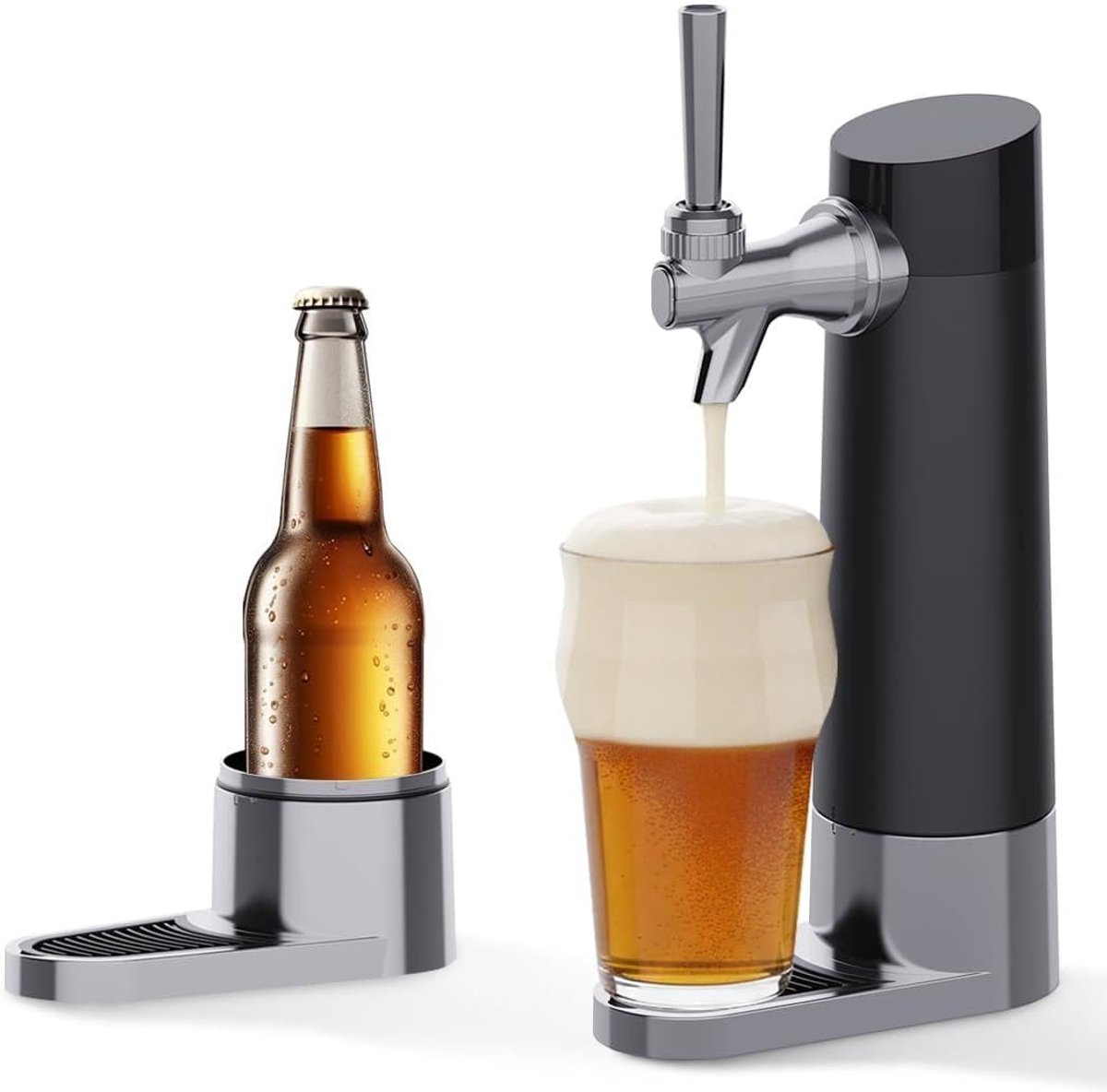 Draagbare Biertap voor Thuis, Biertapsysteem met Fijne en Romige Schuimlaag, Geschikt voor Blikjes en Flesjes, Compact en Gemakkelijk in Gebruik, Ideaal voor Thuisbar en als Cadeau