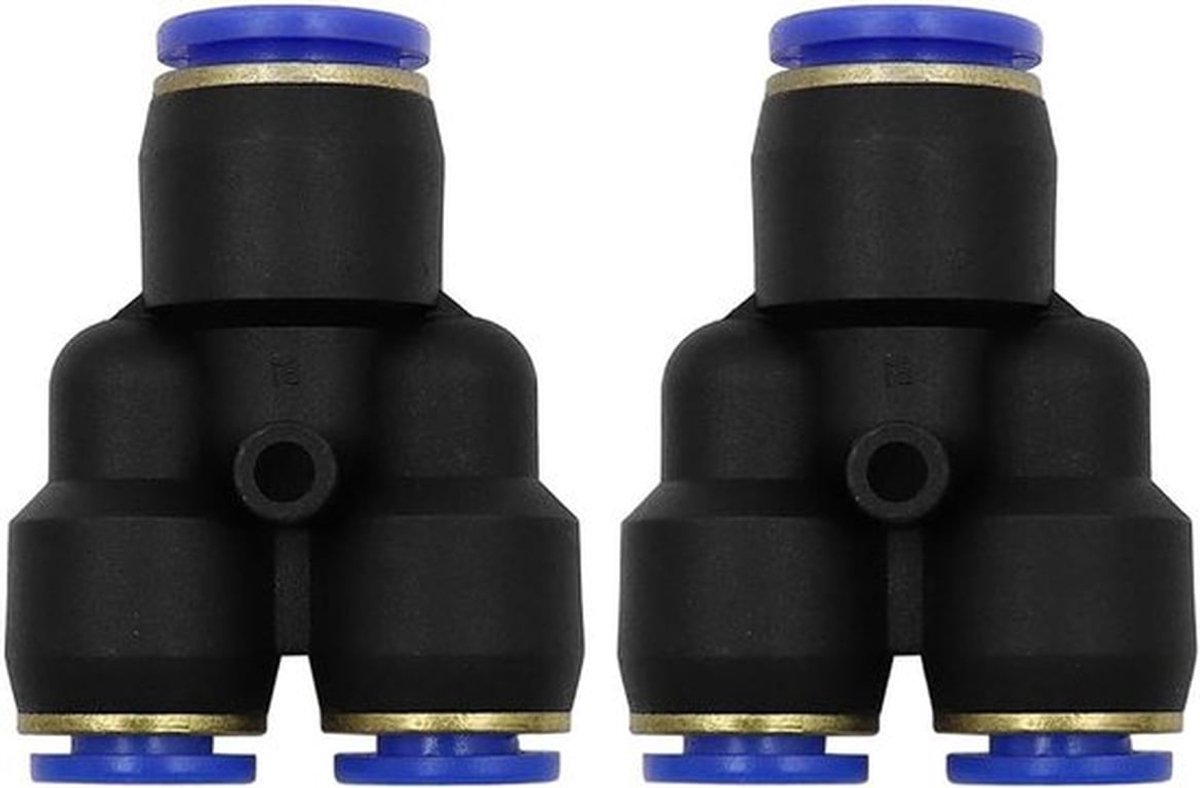 Snelkoppeling tweewegverdeler - 12 mm - Push-fit - Verdeler - Zwarte - Geschikt voor 2 stuks 12 mm snelkoppeling tweewegverdeler - zwart.