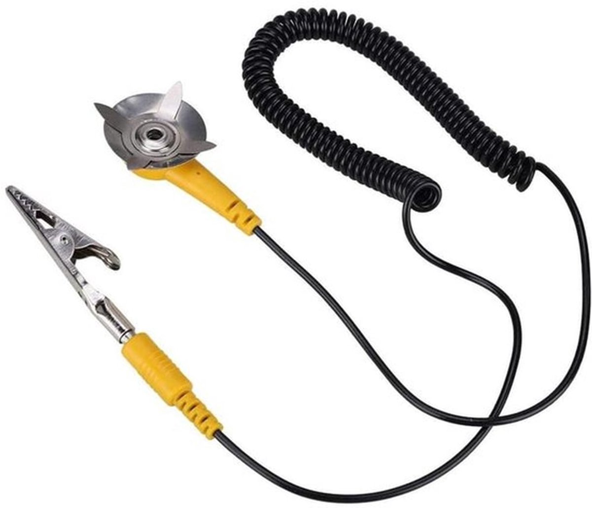 Antistatische Aardingskabel - Stroomdraad - PVC PU-materiaal - Clip - 180 cm - Geschikt voor [Merk] - Zwart 5 stuks.