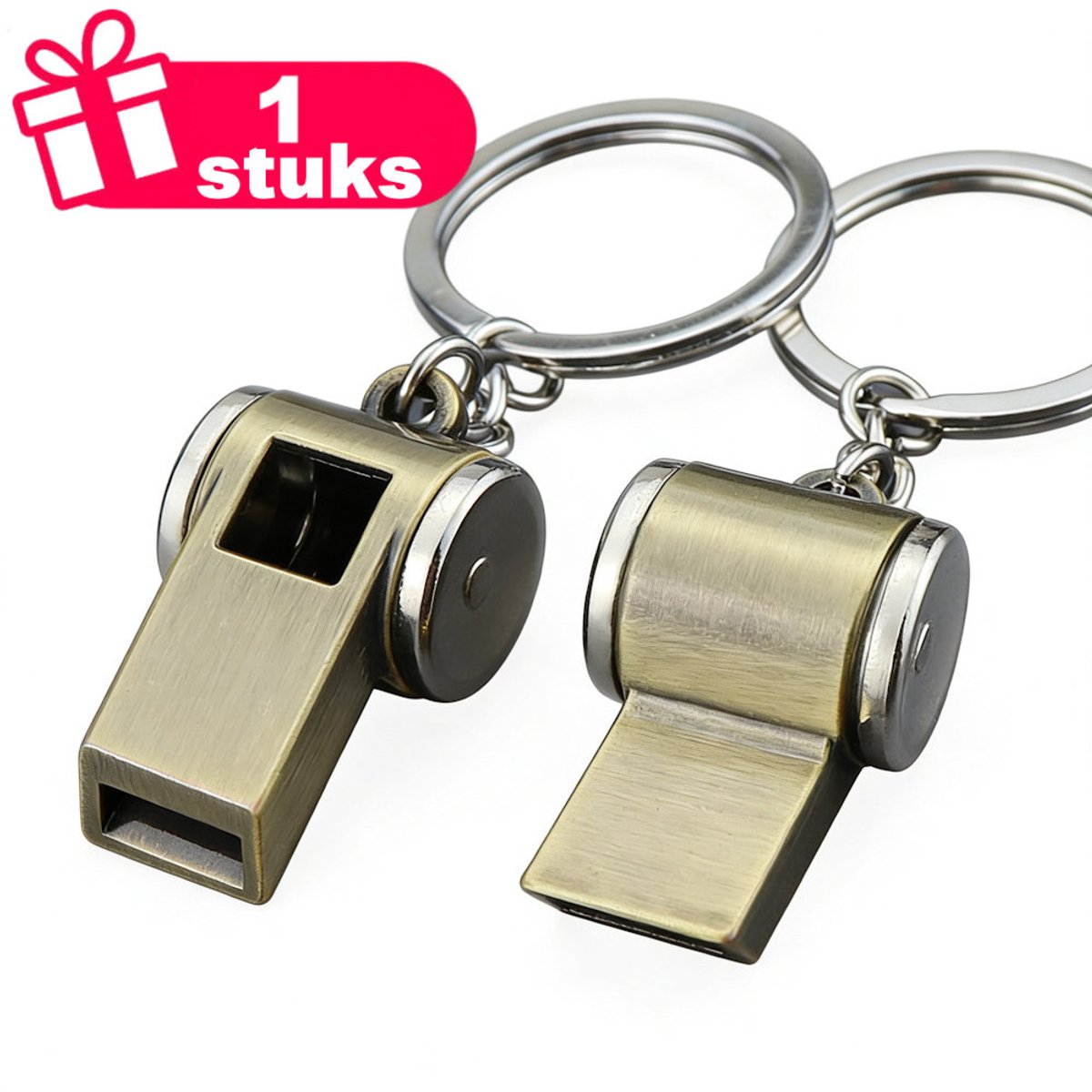 Decopatent - Premium Keychain - Metalen Fluitje Sleutelhanger - Vintage Noodfluit Sleutelhanger - Sleutelhanger Bronskleur - Outdoor Survival Fluit - Cadeau voor Sporters & Outdoorliefhebbers