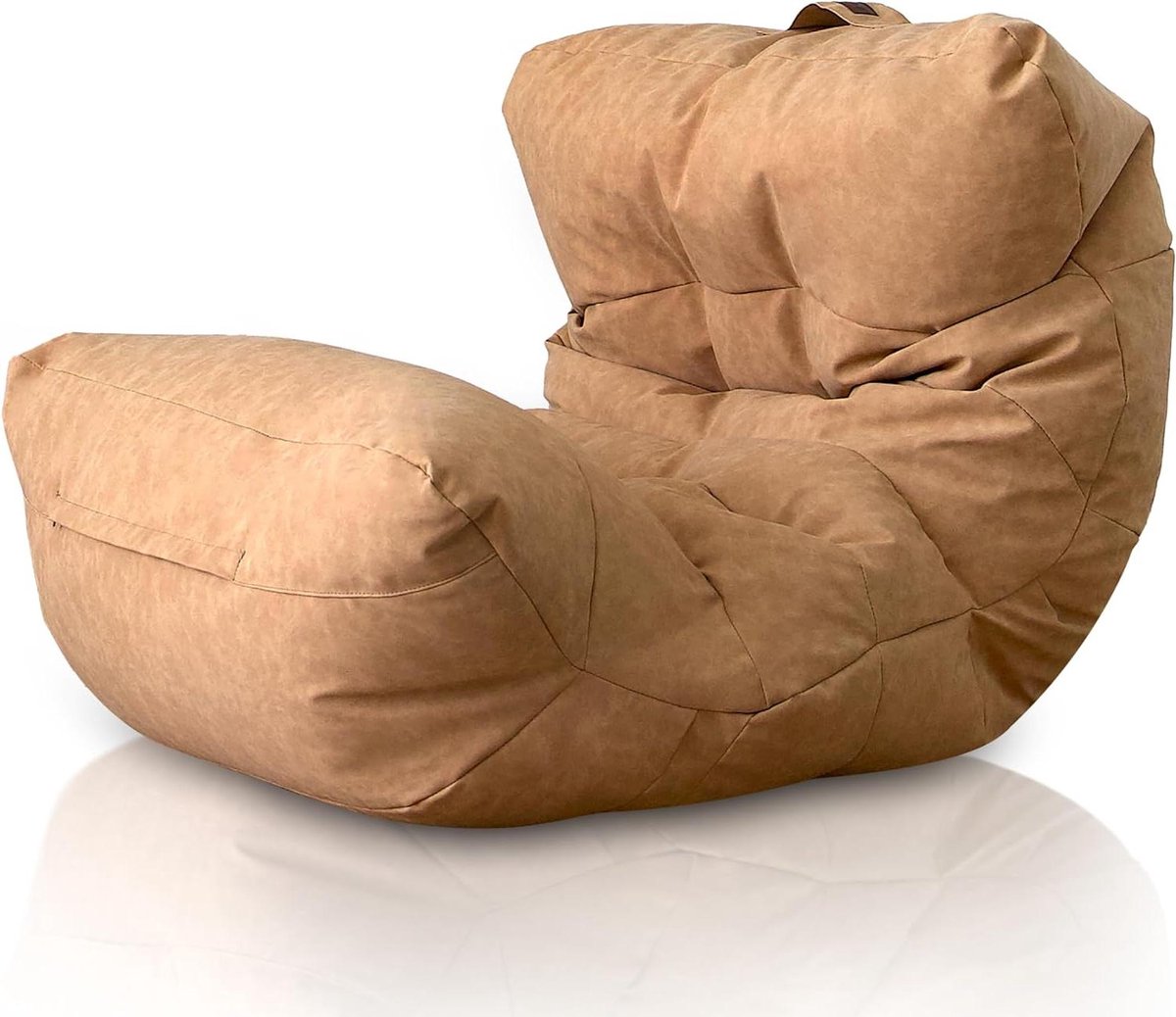 Zitzak Lounge - Zitkussen Vloer - Ontspannen Zitten - Luxe Kunstleer - 90 x 90 x 80 cm - Beige