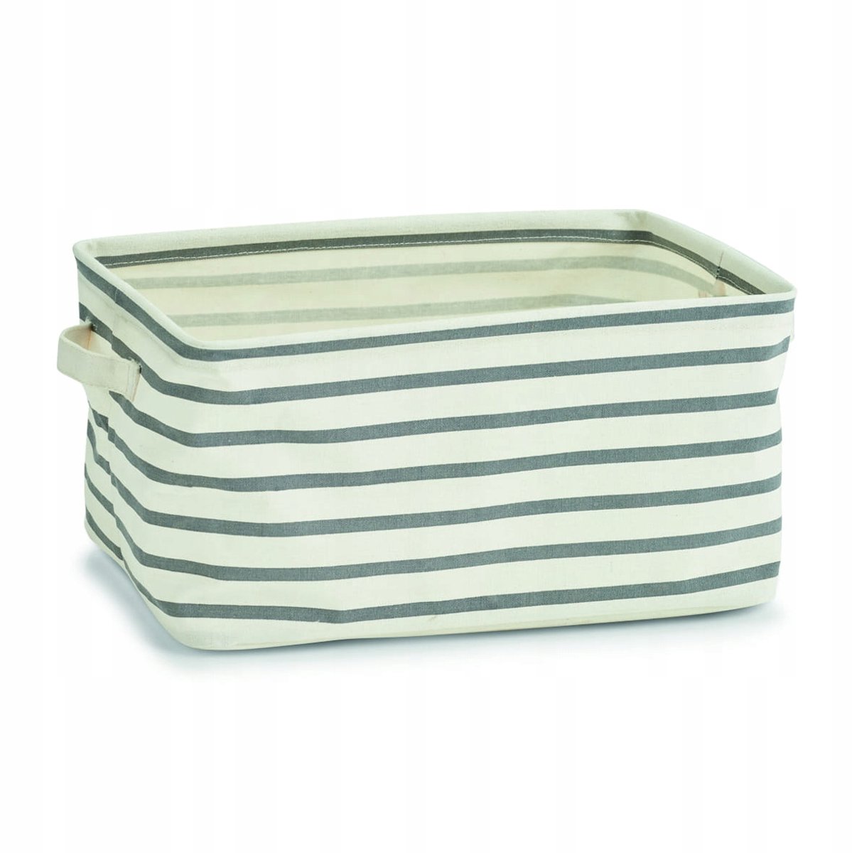 Zeller Opbergmand "Stripe" - Canvas, Grijs/Wit, 36x25x18 cm