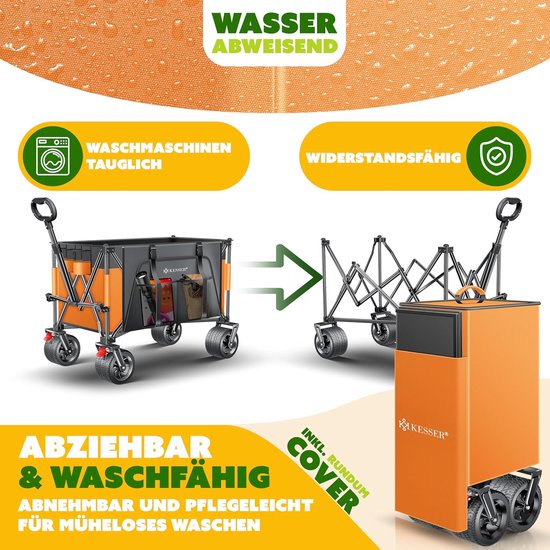Bolderkar met 300 liter opbergruimte, opvouwbaar, 200 kg draagkracht, extra brede 360° wielen en parkeerrem van Bolderkar — afbeelding 5
