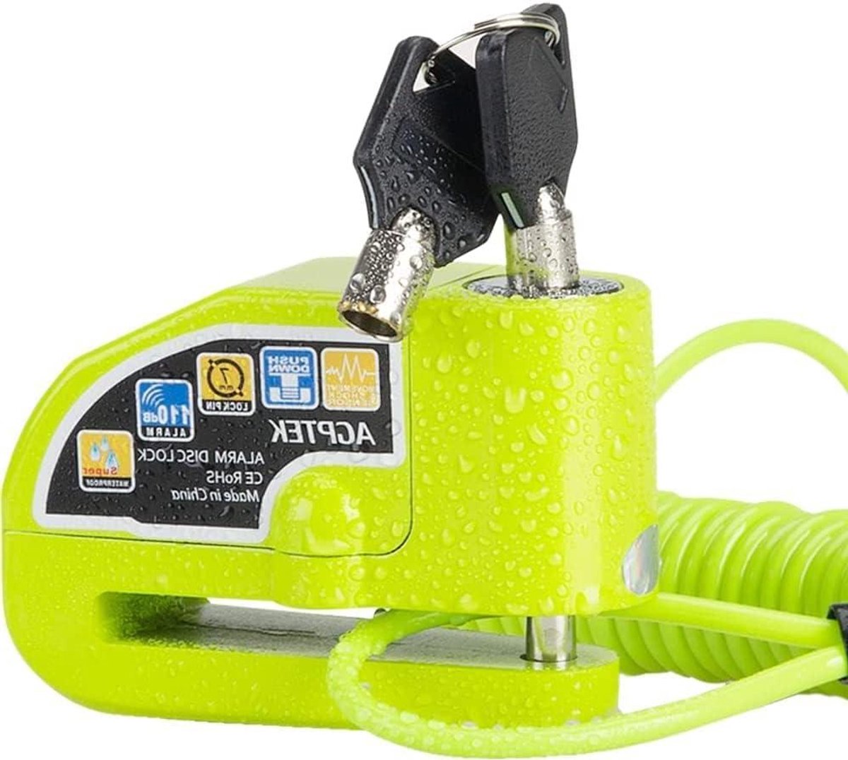 Schijfrem Lock - Alarm Slot - Voertuig Beveiligen - 110dB Alarm - 7mm Schijf - Groen