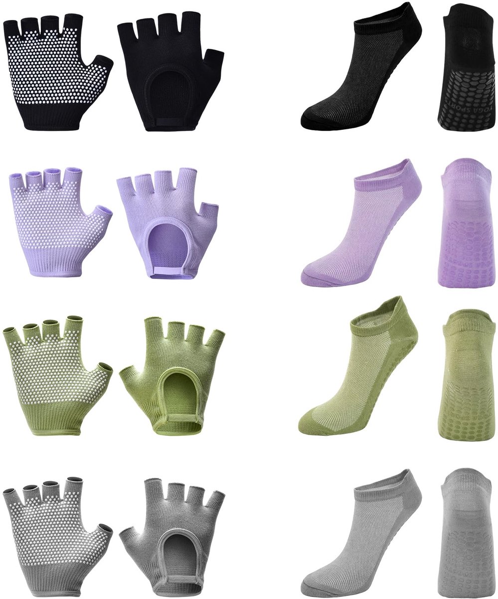 Sokken met handgrepen voor dames, antislip, vingerloze siliconen punthandschoenen, yogasokken voor ballet, bar, dans, fitness, training, ziekenhuis (kleur1)