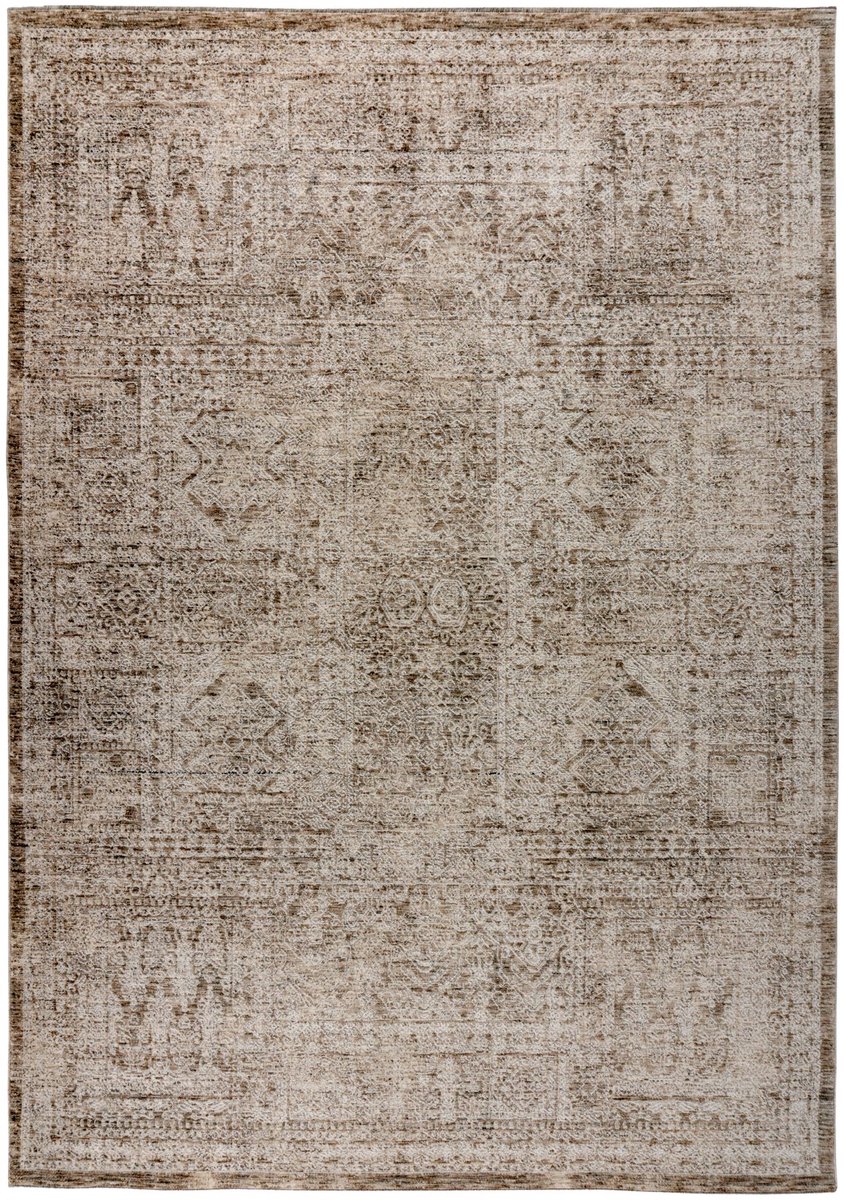 Padiro laagpolig vloerkleed 80 x 150 cm - creme - vintage - geschikt voor vloerverwarming - van polyester