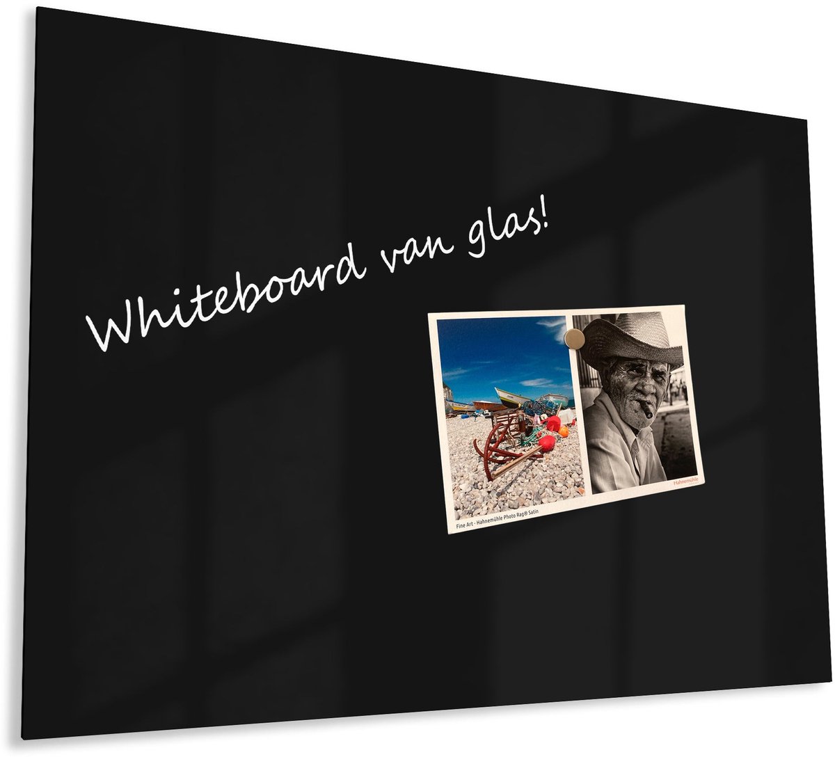 Mydesignglas Glazen Whiteboard - Gehard Glas - Magneetbord - Memobord - Magnetisch - Krasbestendig - Frameless - Zwart - 120x90cm