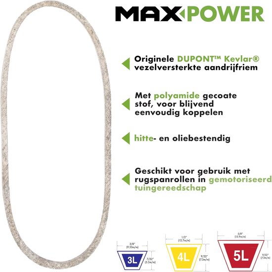 Aandrijfriem - V-snaar - Grasmaaier Onderhoud - Kevlar Versterkt - 5/8" x 59" - Zwart — afbeelding 2