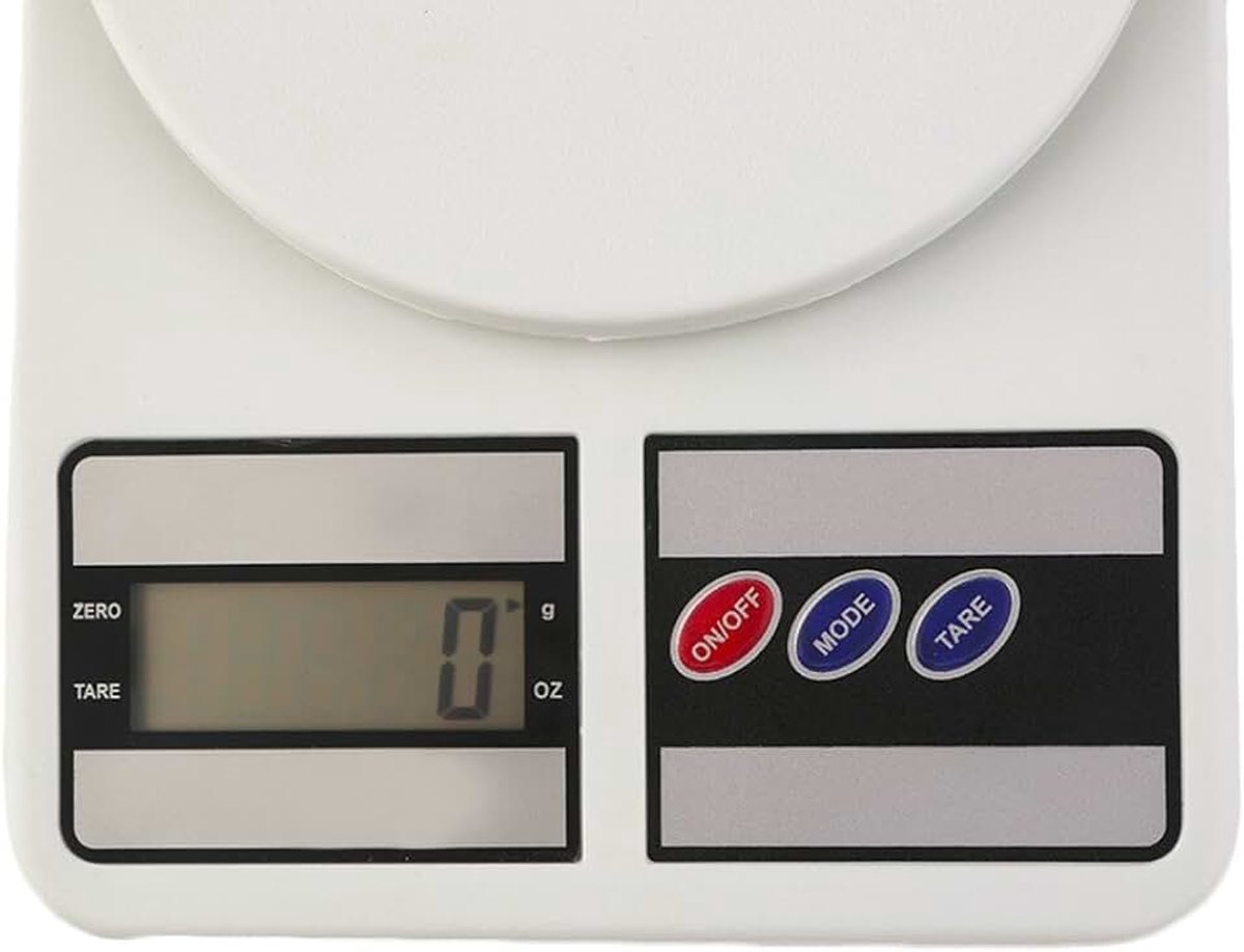 DI SALDI Elektronische keukenweegschaal, LCD-knop, tara-huis, weegt van 1 g tot 7 kg