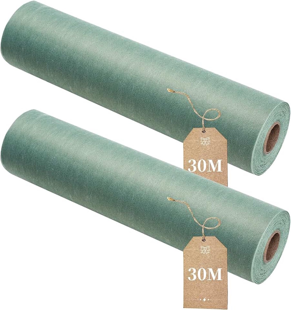 2 Rollen Vloerkleed Van Vliesstof, Decoratieve Tafelband Eucalyptusgroen 30 cm x 30 m, Elegante Tafeldecoratie Voor Verjaardagen, Bruiloften, Feesten En Alle Feestelijke Gelegenheden
