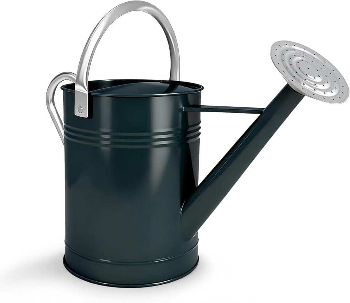 6,5 l donkergroene metalen gieter voor buiten- en kamerplanten, verzinkt stalen gieter met afneembare tuit, beweegbare draaggreep, roestbestendige gieter voor tuin, gazon en bloemen