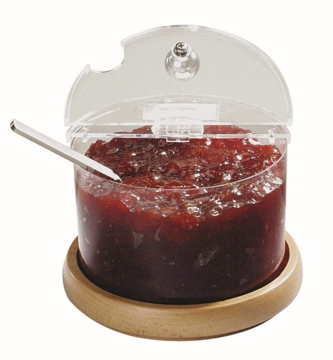 Koelkom set - Dessertkom - Eten presenteren - Met houten sokkel - 06 liter - Transparant