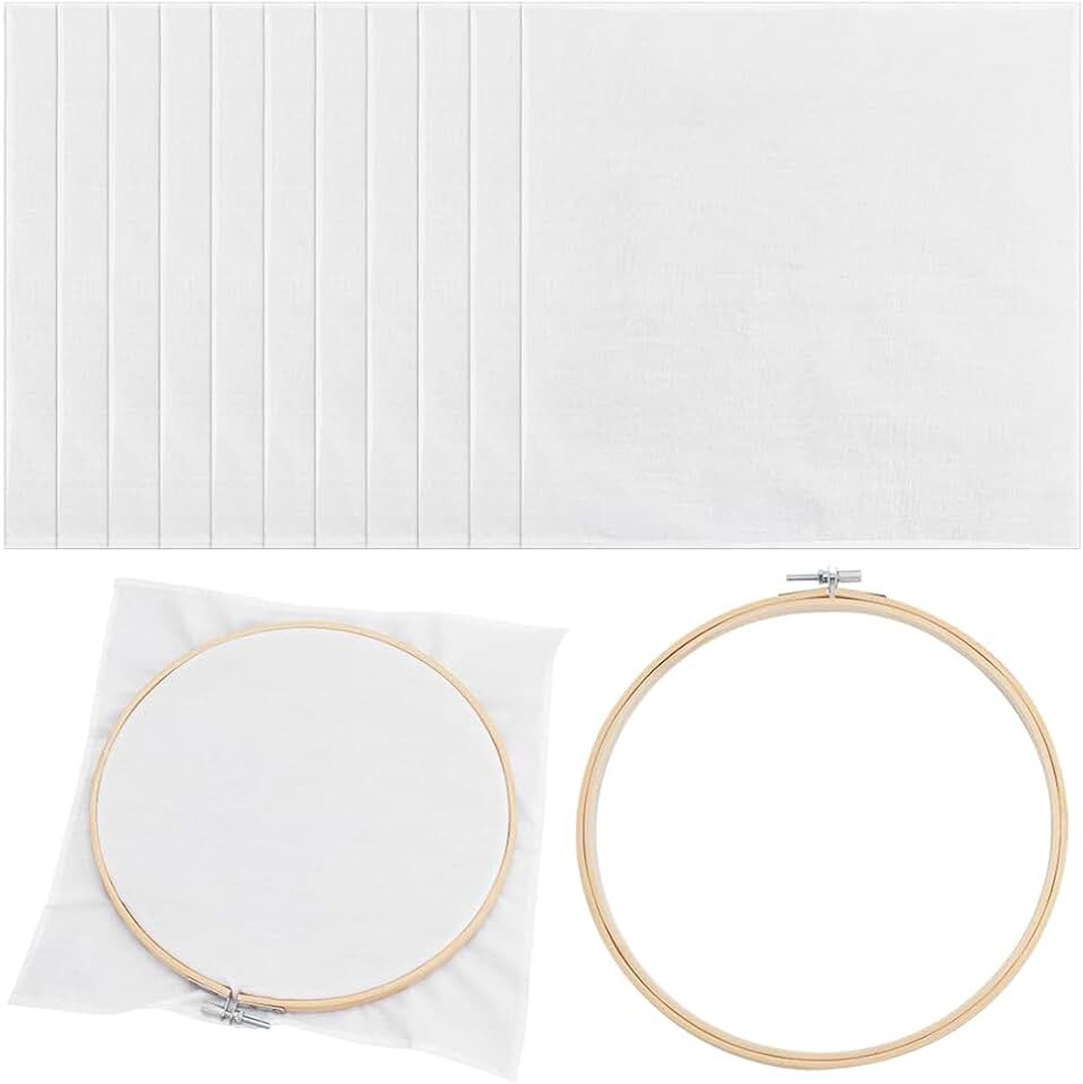 10Pcs Borduurstof Vierkanten Katoen Kits 38cm, Bamboe Cirkel Borduurwerk Hoepel 8.7 Inch, Beginner Borduurwerk Kruissteek Praktijk Materialen Handwerk Naaien Benodigdheden, Set 2