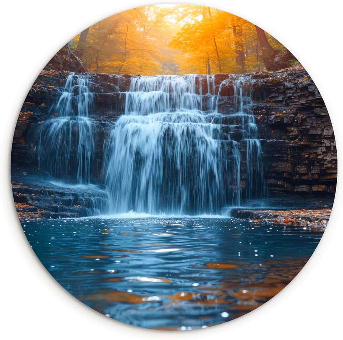 Wandcirkel Ø150 cm Muurcirkel Woonkamer Decoratie Wanddecoratie Huis Slaapkamer Badkamer Keuken Kunstschilderij Waterval - Jungle - Natuur - Watervallen - Rotsen