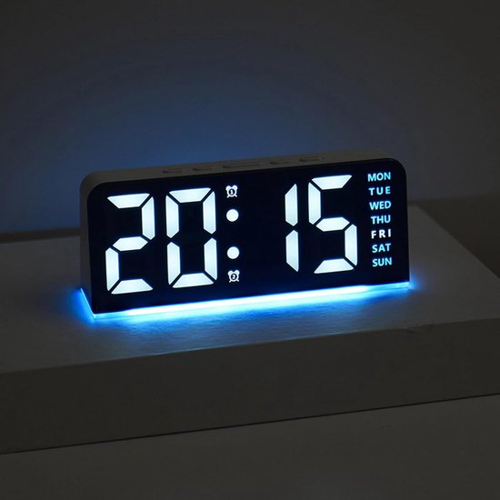 Digitale wekker - LED klok - Sfeerverlichting thuis - Omgevingslichtsysteem - 54B centimeter - Zwart Blauw — afbeelding 2