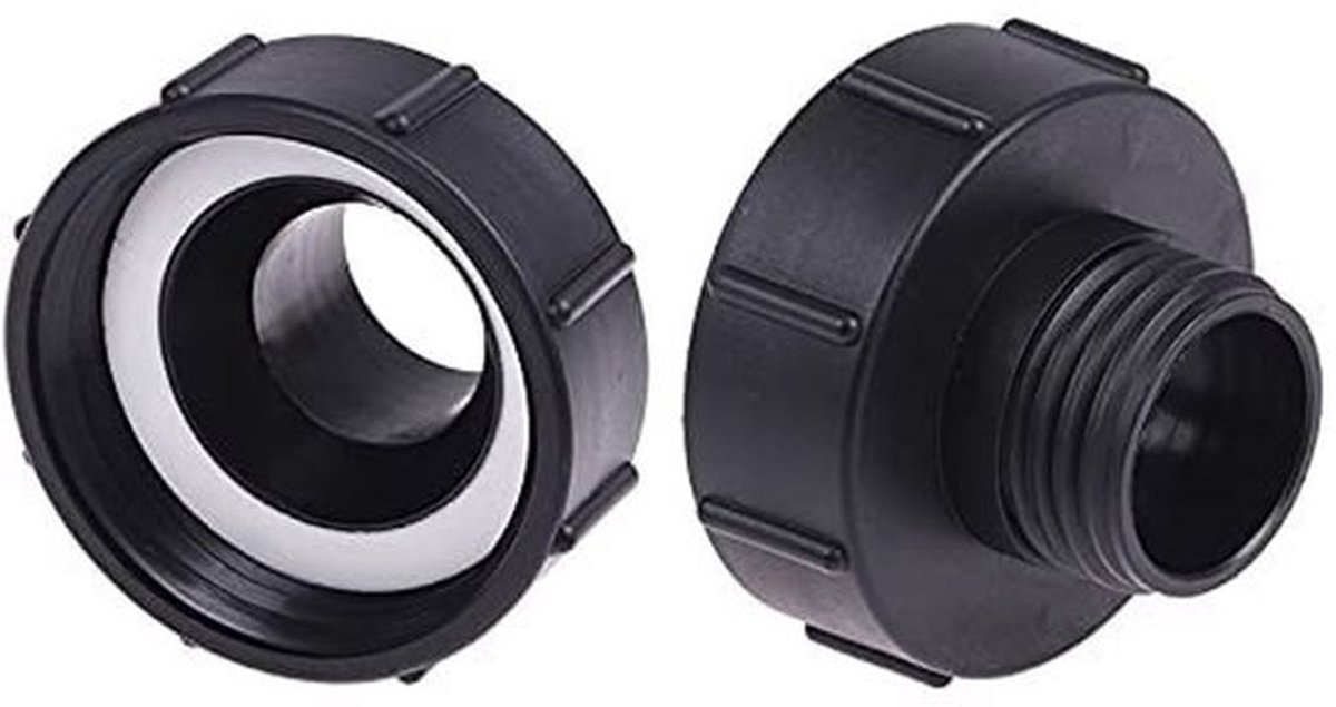 Tankadapter - Slangkraan-verbinder - Geschikt voor watercirculatie - 1000 liter - Adapter voor IBC-ton ventiel - Kunststof - S100 x 8 n...