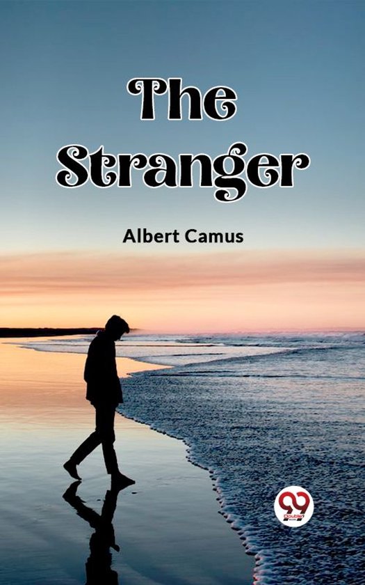 Couverture du livre 'L'Étranger' d'Albert Camus, montrant la silhouette d'un homme marchant le long de la plage au coucher du soleil.