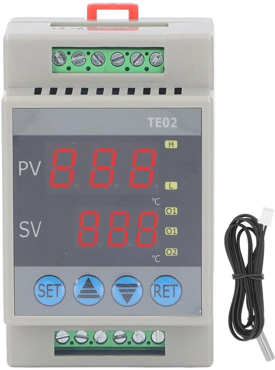 - DIN-rail Microtemperatuurregelaar - Digitale thermostaat - Energiebesparend en nauwkeurig - 10A 250VAC - Met alarm en timer - Geschikt vo..