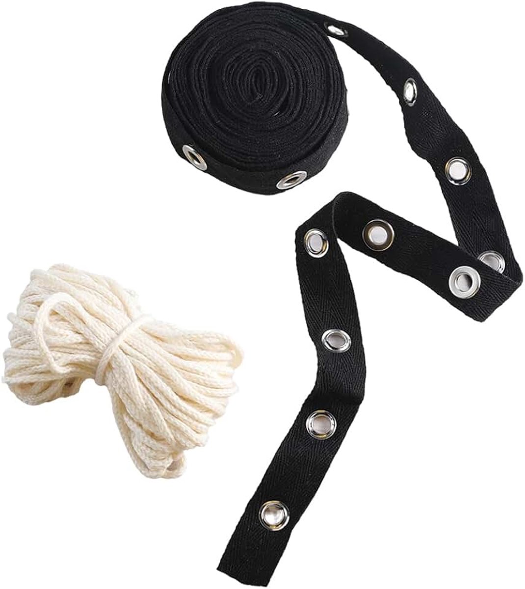 3.65M Zwarte Doorvoertule Trim Oogje Tape Brede Katoen Metalen Gouden Oogjes Twill Tape Trims Met Ronde Polyester Gevlochten Linten Voor Naaien Maken Kleding Jurk Rok Corset Ambachten Diy