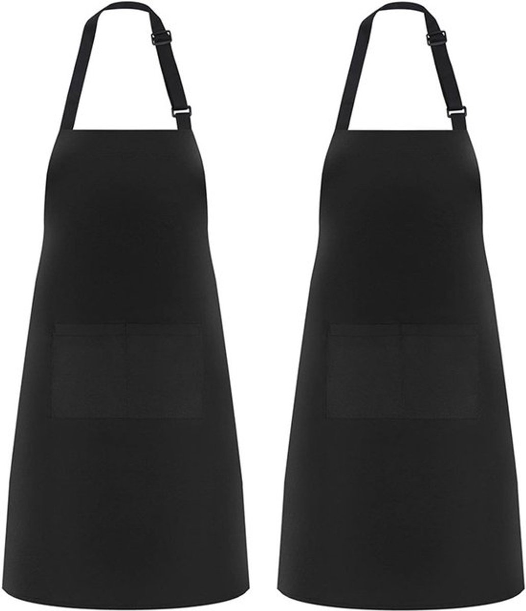 Zwarte keukenschorten (2-delige set) - Professionele kookschorten - Cateringschorten - Keramiekschorten - BBQ-schorten - Schilderschorten - Houtbewerkingsschorten - Unisex - 2 grote praktische zakken