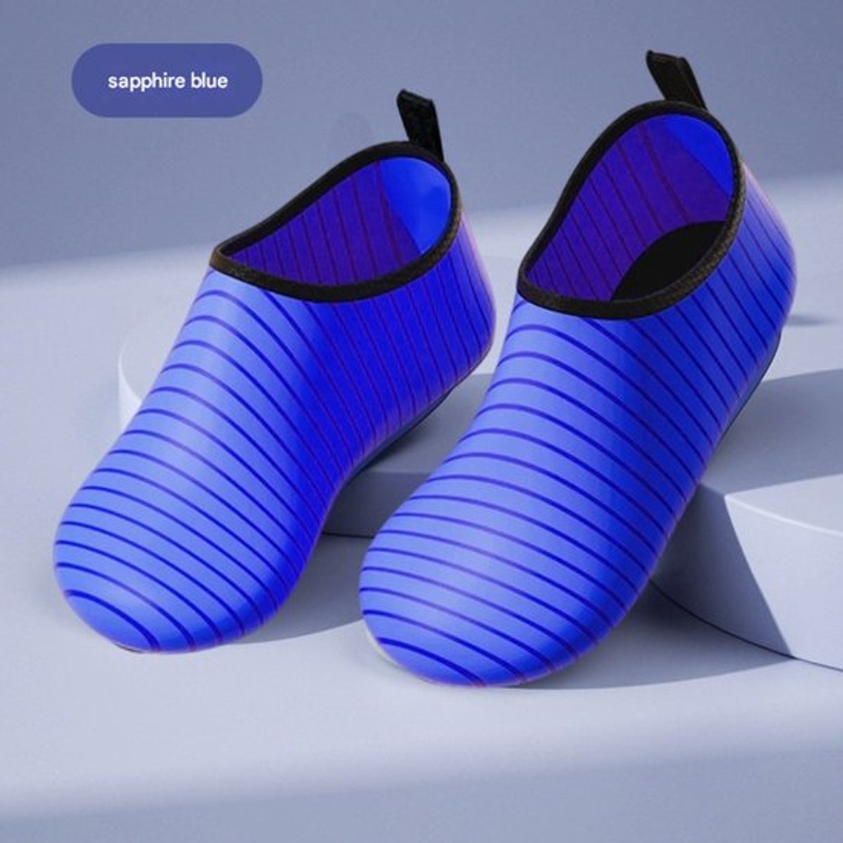 Dunne gestreepte koningsblauwe (dikke rubberen zool) waterschoenen voor volwassenen - watersokken - slanke waterschoenen - antislip zwemschoenen - unisex - maten 38-39
