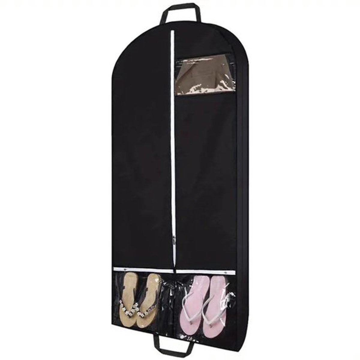Stofhoes voor pak en overhemd met opbergvak voor op reis, transparant venster, unisex hangende kledinghoes