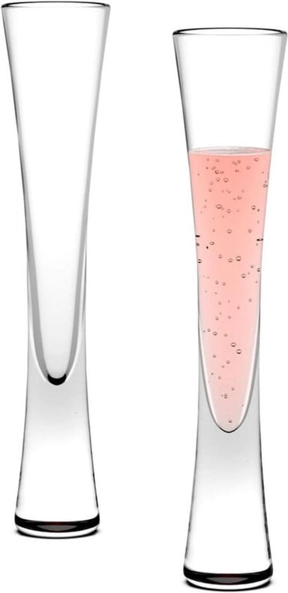 2-delige set handgemaakte flutes voor prosecco en champagne, 145 ml per glas, heldere likeurglazen.