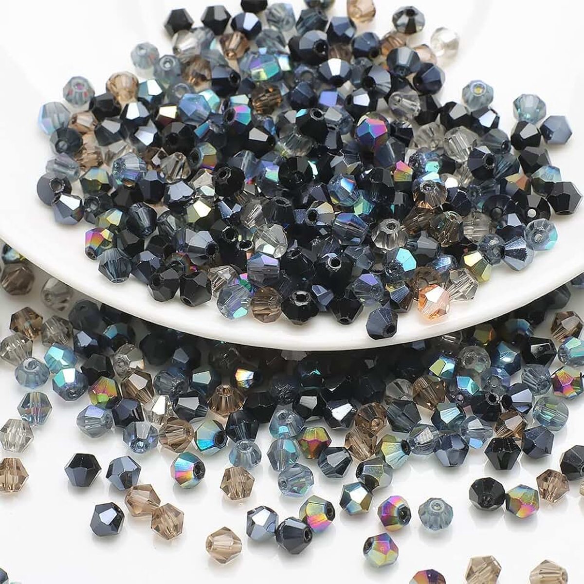 Kralen,facet glazen kralen,kleurrijke glazen kralen,kunstkralen,meerkleurig,gesorteerde kralen,gemengde knutselkralen voor handwerk,halskettingen en sieraden,zwart