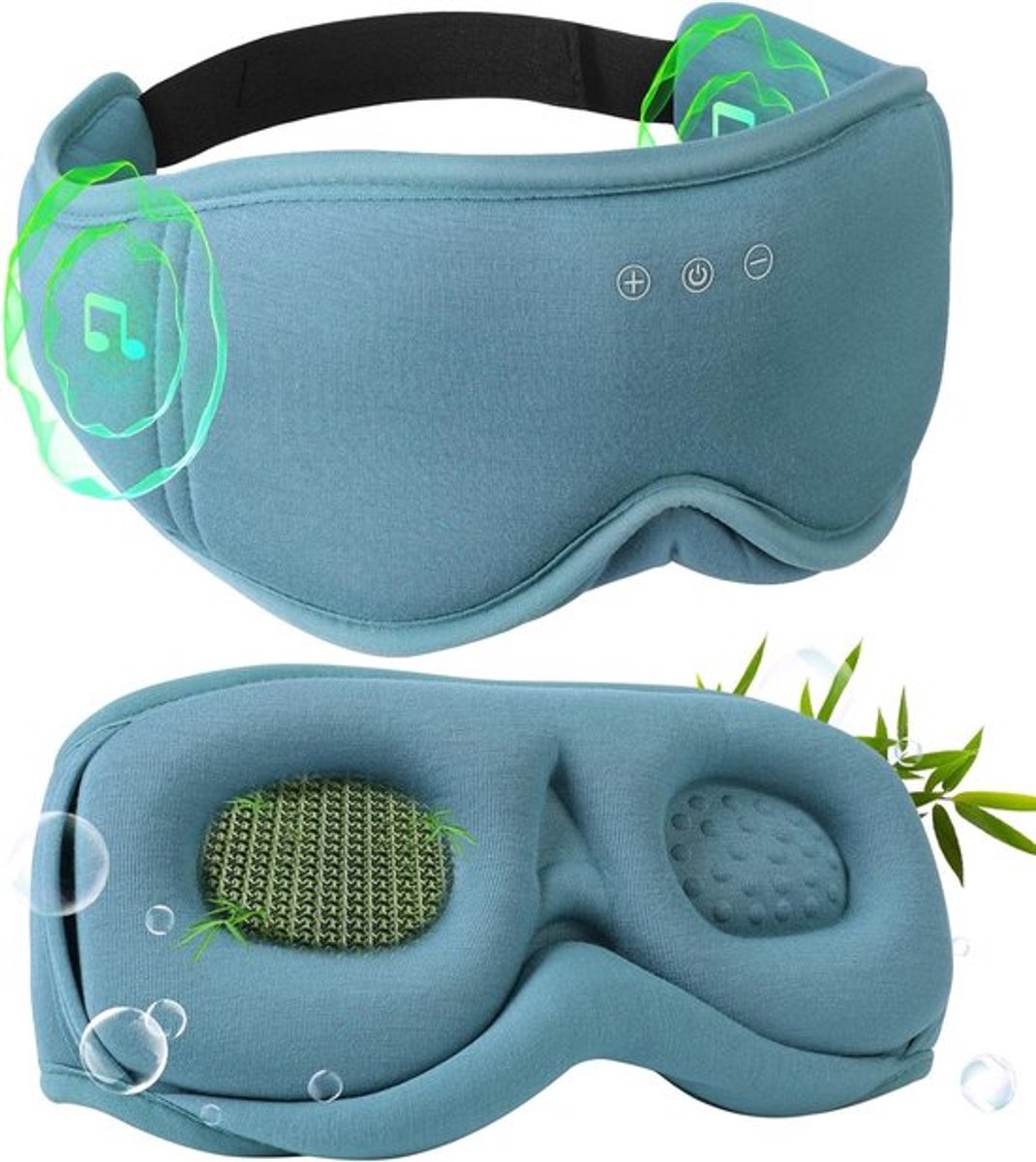 Draagbaar Bluetooth Slaapmasker met Hoofdtelefoon | 3D Bamboe Katoen, Zero Druk, 100% Donker voor Zijslaap, Reizen en Kantoor Naps
