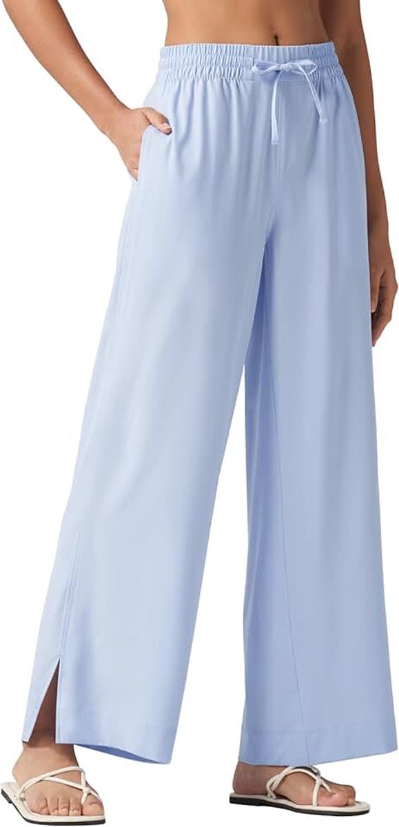 Zwembroek voor dames, lange bikinibroek, brede pijpen, zwembroek, strandbroek, UPF 50, lichte reisbroek, sneldrogend, zonwering, 73 cm