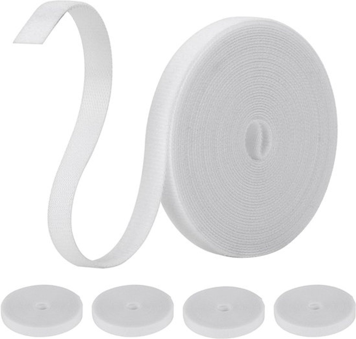 Herbruikbare Kabelbinders - 4 Stuks, 15m, Vrij Snijdbaar, Multifunctioneel Thuis, Kantoor, Slaapzaal, Tuin